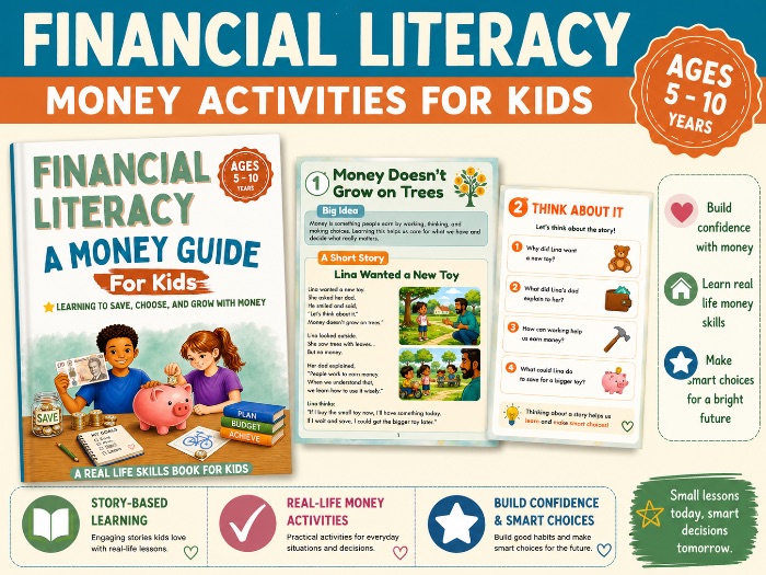 Financial Literacy Activities for Children | Money Workbook & Saving Skills | KS1 KS2 PSHE | SEL