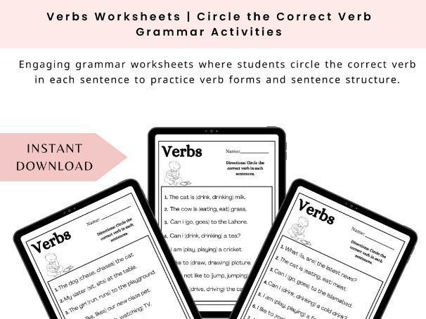 Verbs Worksheets | Circle the Correct Verb Grammar Activities