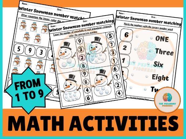 Snowman Math Activity Winter Themed For Kids