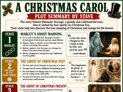 A Christmas Carol Plot by Stave Poster