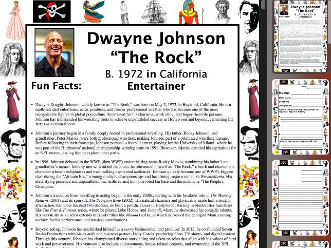 Dwayne Johnson PACKET & ACTIVITIES, Important Historical Figures Series