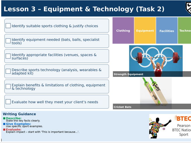 BTEC Sport Component 1 Check Lists – Complete Coursework Support Pack (Tasks 1A–3B)