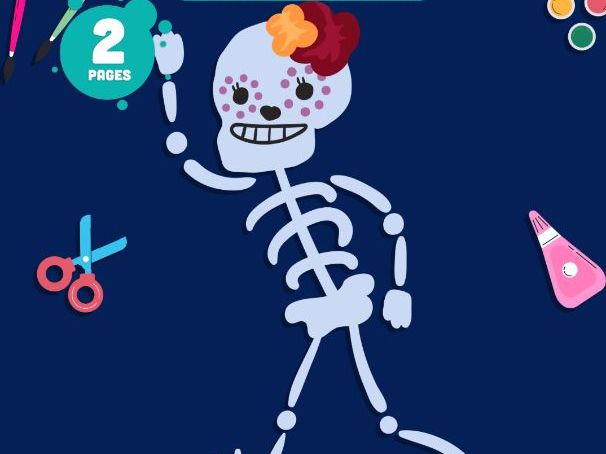 Skeleton Craft for Kids, Build Your Own Paper Skeleton, Halloween Art