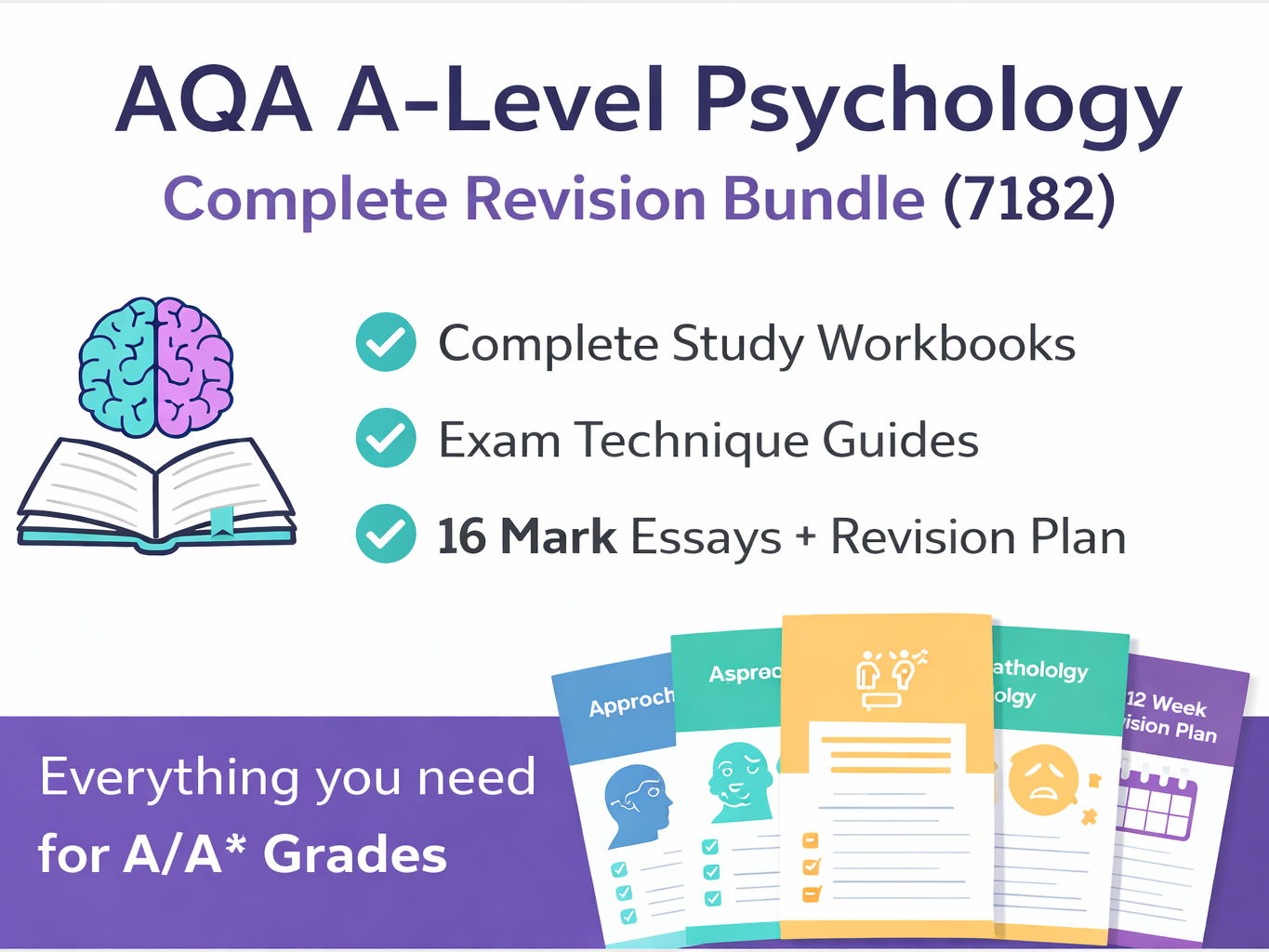 AQA A-Level Psychology Complete Revision Bundle (7182) | Workbooks + Exam Prep