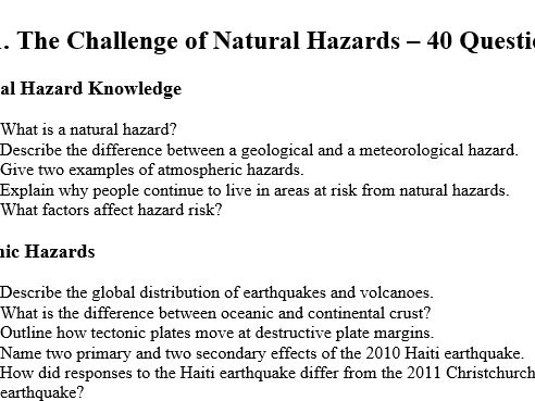 AQA GCSE Geography Exam question Bundle