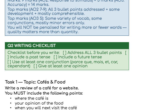 New GCSE (2024) French Edexcel - Foundation workbook, Writing exam