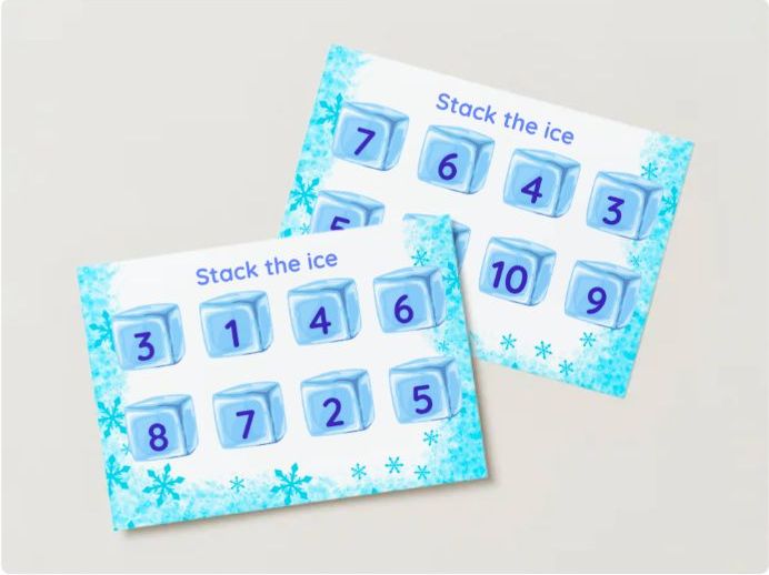 Stack the Ice Worksheets – Maths Activity Mats – Numbers, Counting, One-to-One Correspondence