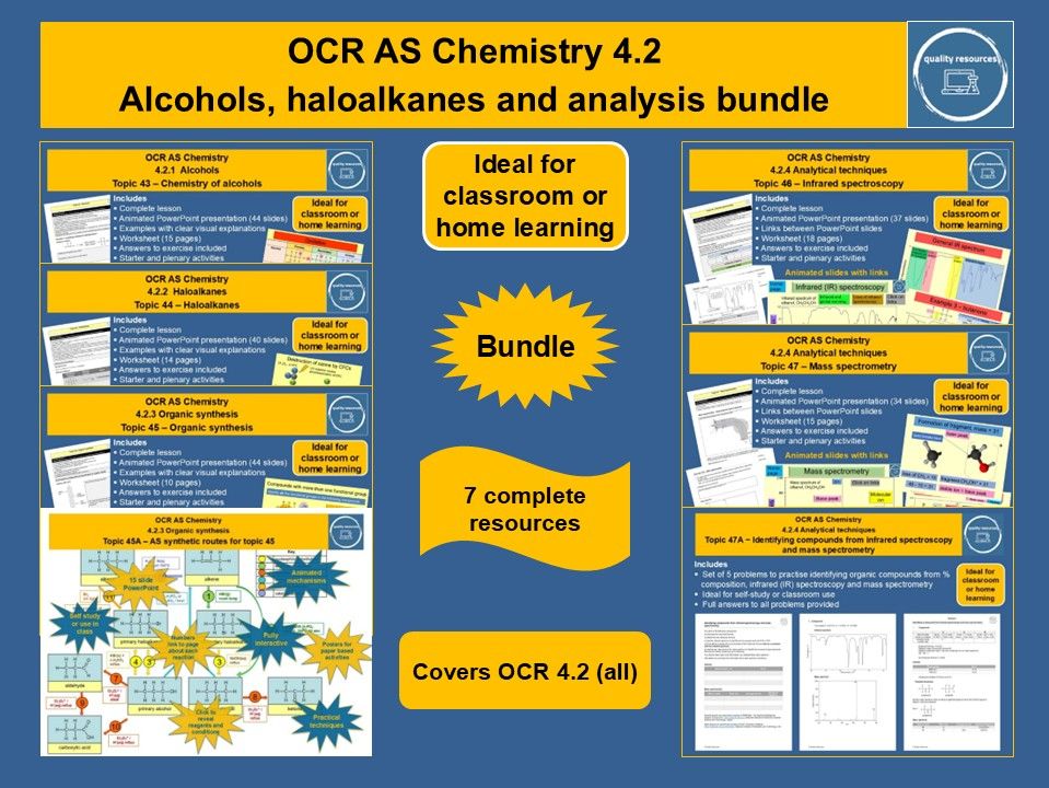 Alcohols, haloalkanes and analysis bundle OCR AS Chemistry