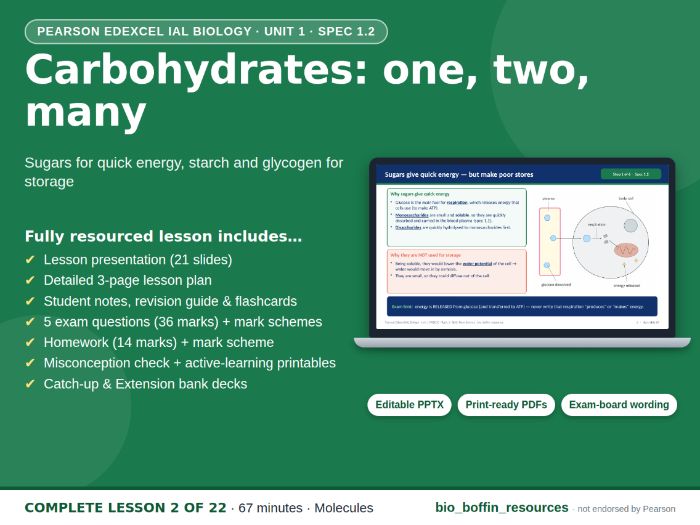 IAL Biology Edexcel – Carbohydrates & Starch