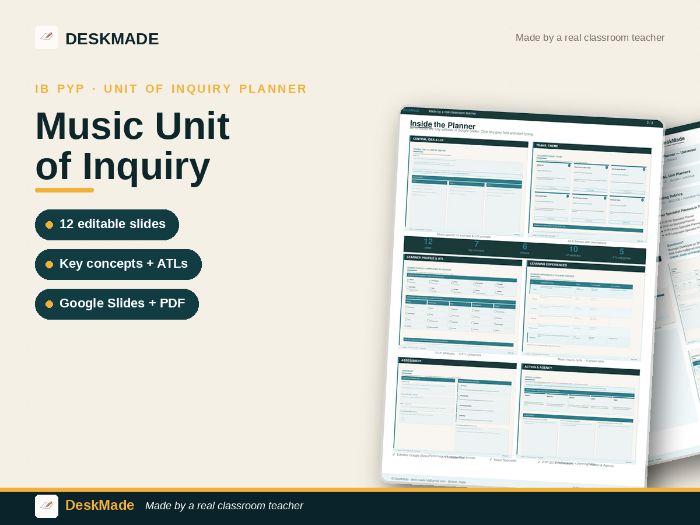 EY–Grade 5 Music Unit of Inquiry Planner | IB PYP | Editable