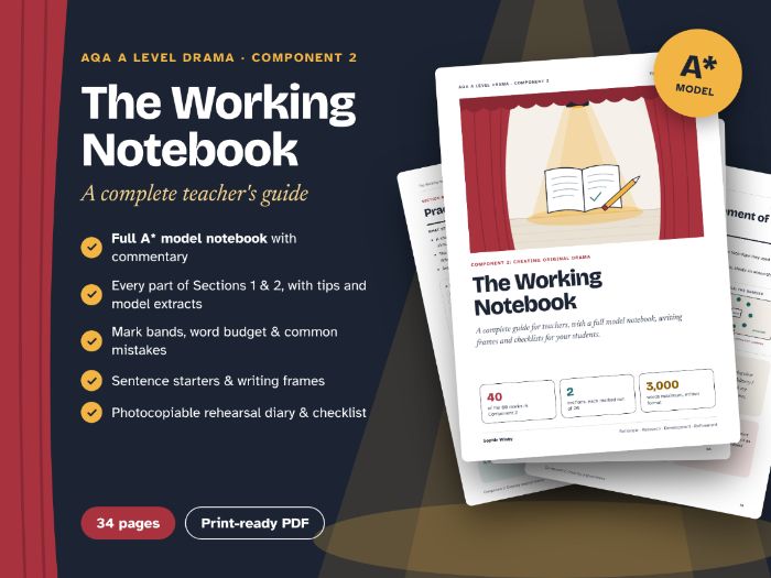 AQA A Level Drama Working Notebook Guide with Real A* Student Exemplar