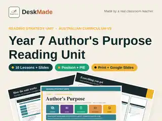 Year 7 Author's Purpose Reading Unit | Australian Curriculum V9