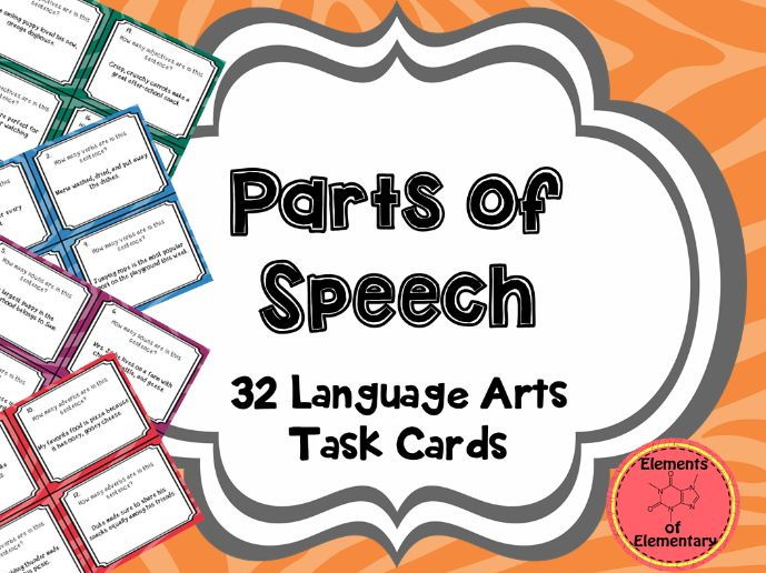 Parts of Speech Task Cards: Nouns, Verbs, Adverbs, Adjectives