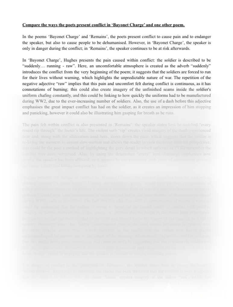 Compare how poets present the effects of war in bayonet charge and exposure essay picture