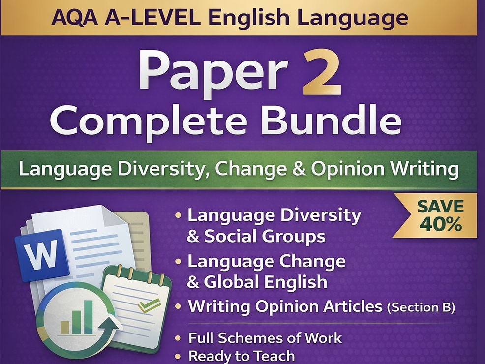 AQA A-Level English Language – Paper 2 Complete Bundle | Language Diversity, Change & Opinion Writing (Full Schemes of Work)