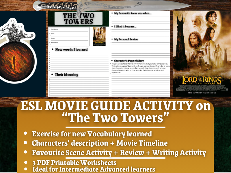 ESL Movie Guide Worksheets - The Two Towers - The Lord of the Rings