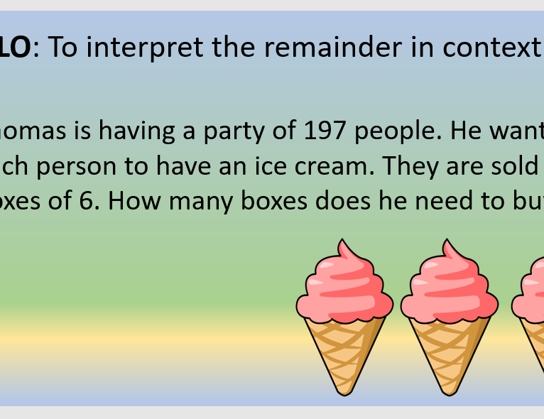 Division, interpreting the remainder year 6