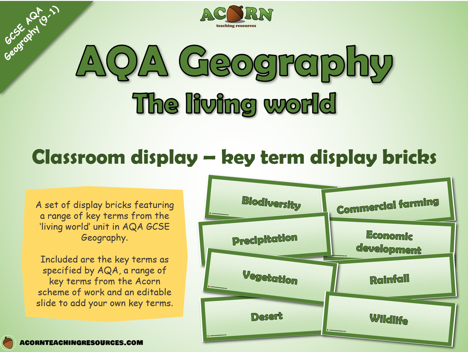 Geography key term bricks The living world Teaching Resources