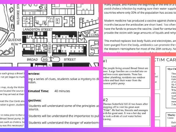 KS2/KS3/GCSE Medicine Through Time - Cholera and the Broad Street Pump: Case Mapping Activity