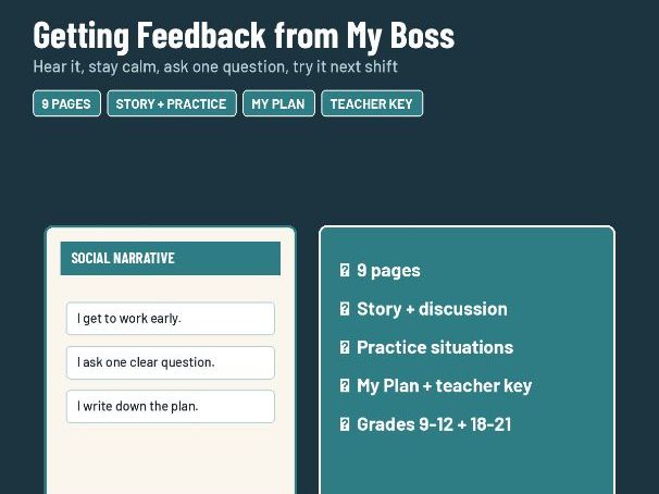 Social Narrative: Getting Feedback from My Boss | Work Skills