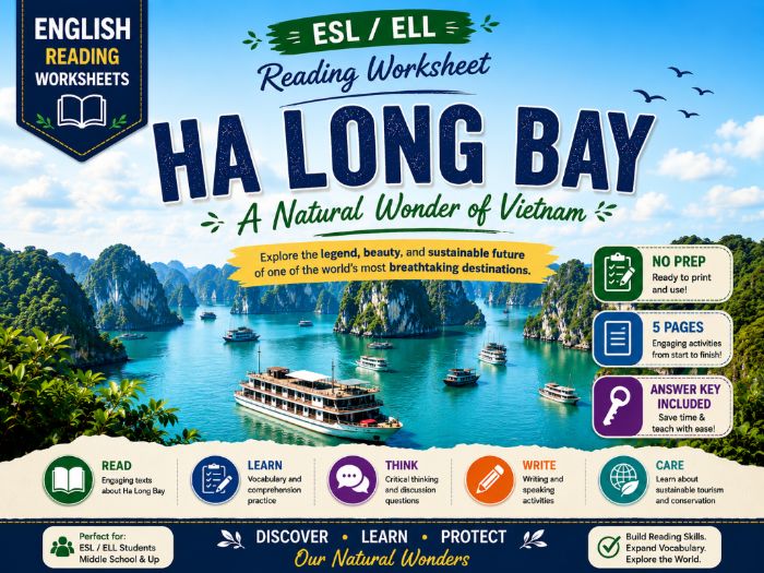 Ha Long Bay Reading Worksheet | ESL ELL