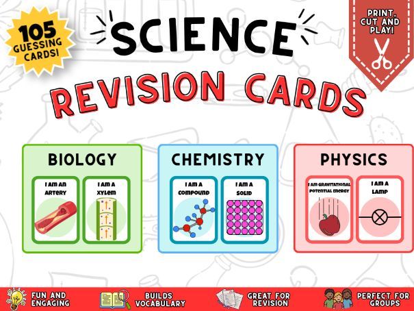 Science Revision Cards - Guessing Game (KS3, KS4)