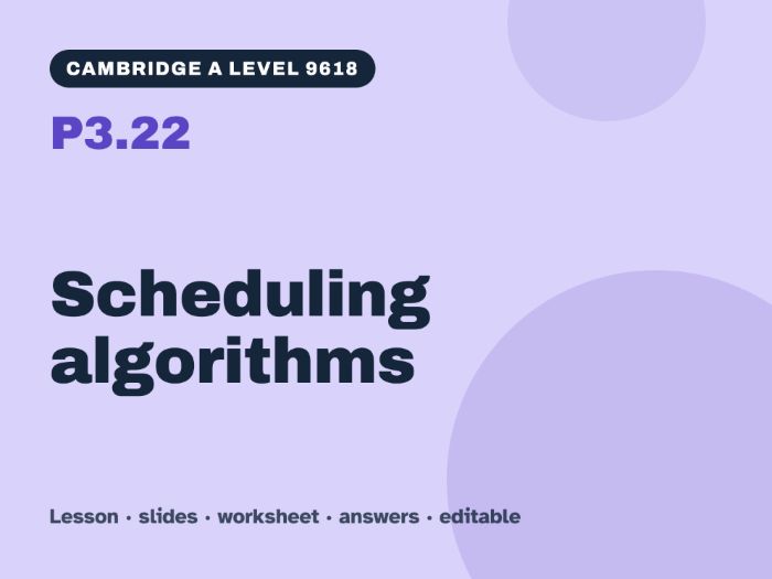 Cambridge A Level Computer Science 9618 – P3.22 Scheduling algorithms – Lesson & Worksheet