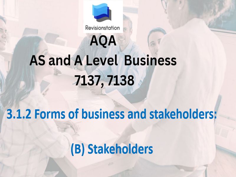 AQA A LEVEL BUSINESS 7137 / 7138 SPEC 3.1.2 B STAKEHOLDERS