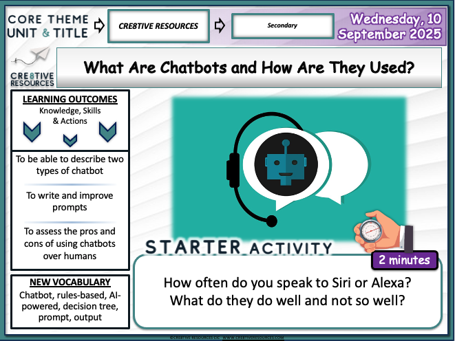 Chat Bots - What are they PSHE lesson