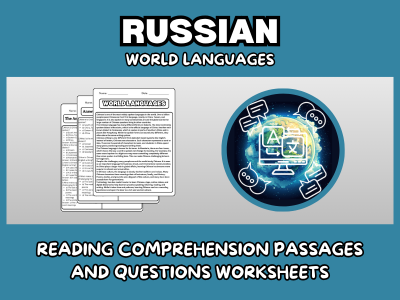 Russian  - World Languages Reading Comprehension Passages and Questions Worksheets
