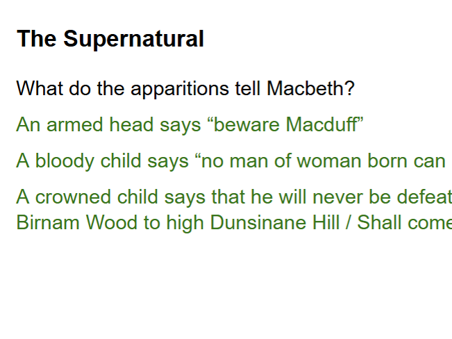 The Supernatural Flash Cards / Quiz - Macbeth