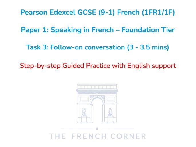 Pearson Edexcel GCSE French (1FR1/1F) – Speaking Task 3: Conversation – Foundation Tier 2026 onwards