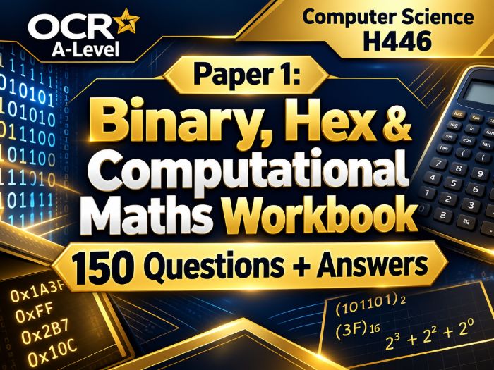 OCR A-Level CS H446 Paper 1: Binary, Hex & Computational Maths Workbook | 150 Questions + Answers