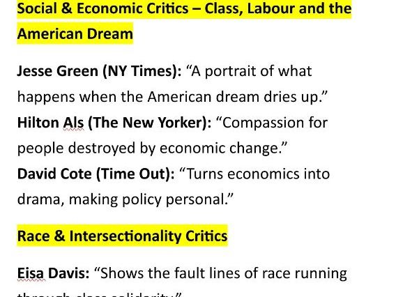 Sweat Critics Sheet (A Level literature 9695)