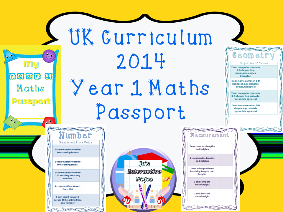 Year 1 National Curriculum Maths Passport Teaching Resources