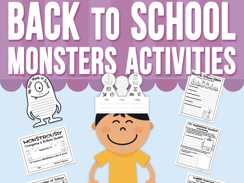 Back to School Activities, First Week of School Worksheets, Monsters Theme