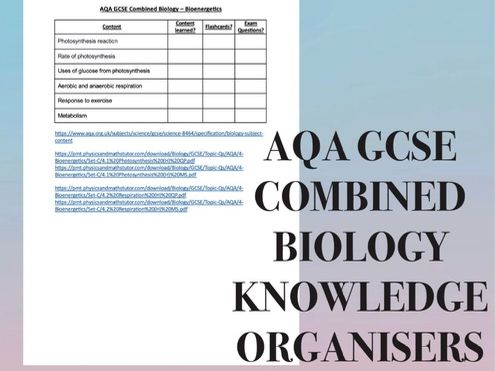 Combined Science Biology Knowledge Organisers Higher GCSE AQA