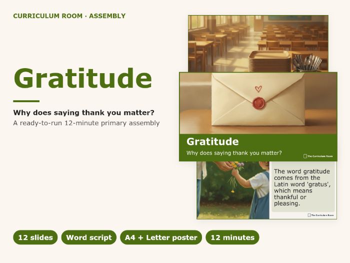Gratitude Assembly: Why Does Saying Thank You Matter? Primary Slides + Script
