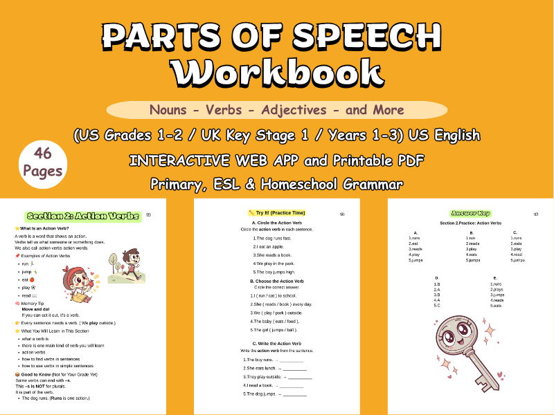 Parts of Speech Workbook: Gr 1-2/ KS 1