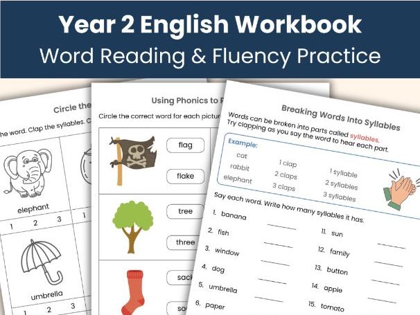 Year 2 English Workbook | Word Reading and Fluency Worksheets | Printable Teaching Resource