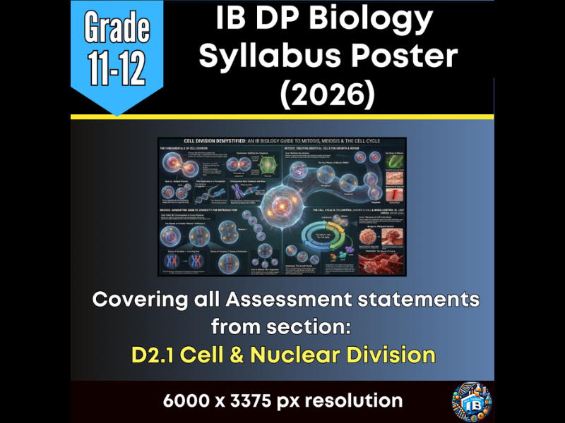 IB DP Biology Digital Infographic Poster: D2.1 Cell Division (2026)