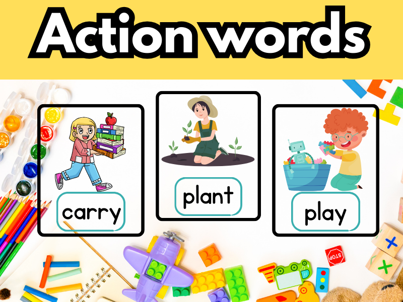 Action Words (Verbs) Flashcard Set for Early Years Literacy