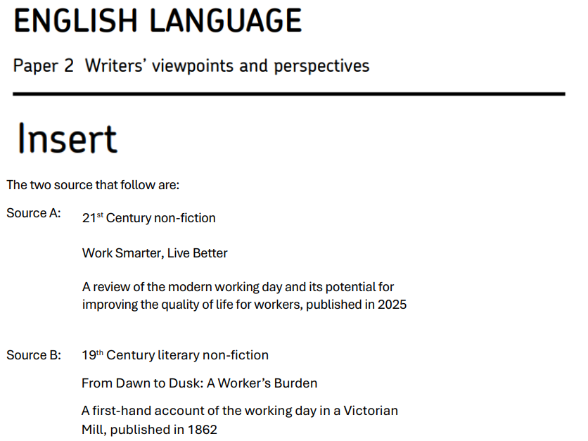 AQA GCSE English Language Paper 2 - The Working World Exam Paper