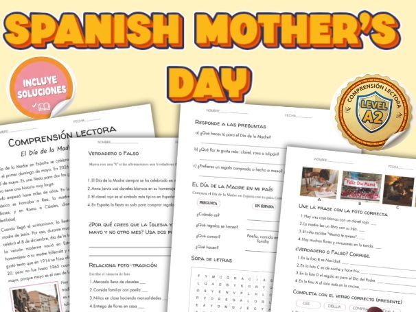 Spanish Mother's Day Activities – Día de la Madre Reading Comprehension A2