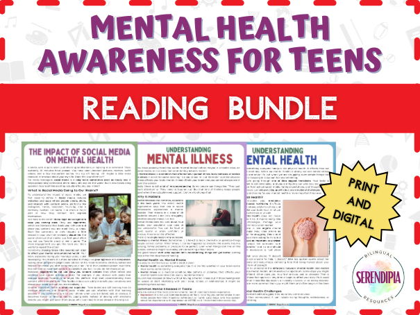 BUNDLE | Mental Health Teens Reading Comprehension Activities | Anxiety Stress | KS3 KS4 Literacy
