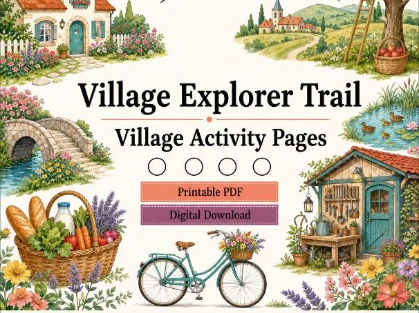 Village Explorer Trail | Village Activity Pages | Printable PDF | Digital Download