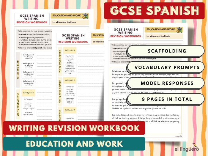 GCSE Spanish Writing Revision Workbook (2024 Spec) - Education & Work