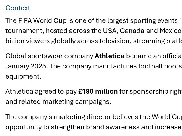 World Cup Business Case study