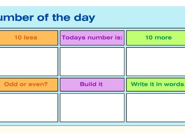 Number of the day worksheets