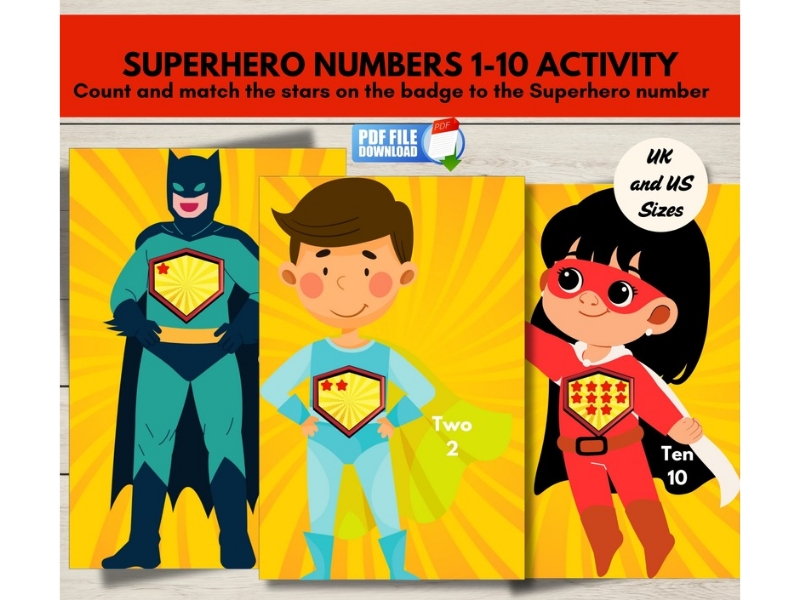 Counting 1–10 Superhero Game , EYFS Math